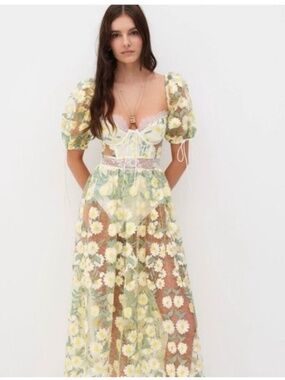 For Love & Lemons Daisies Carson Midi Dress (S)